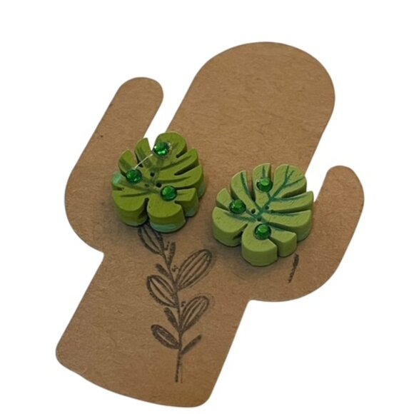 Hand made Monstera earrings - Picture 1 of 2